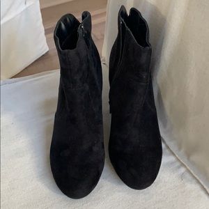 Black suede 4 inch heel booties